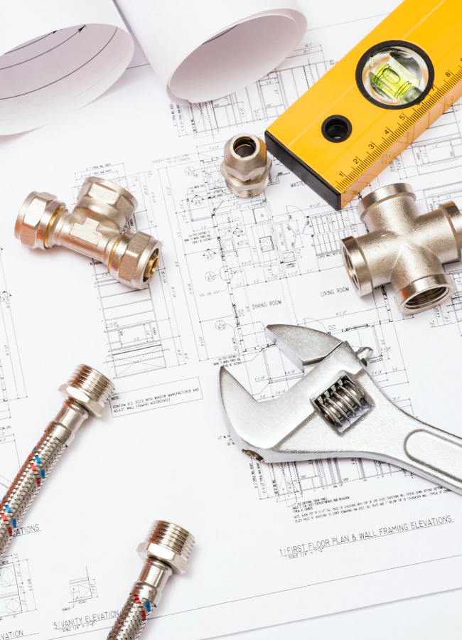 flat layout design of plumbing concept